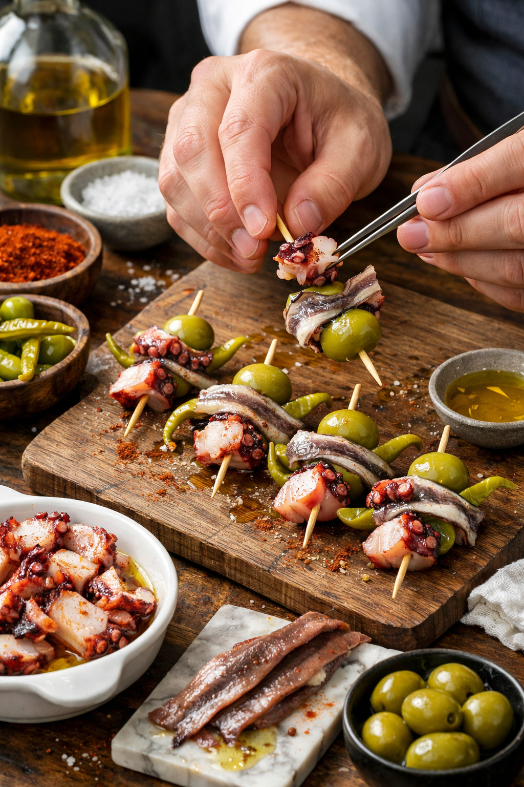 Gildas artesanales: mano de hombre haciendo una gilda artesanal
