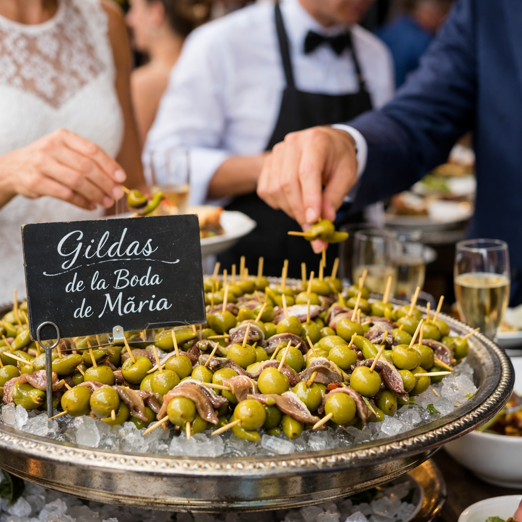 Hombre eligiendo una Gildas artesanales de anchoa