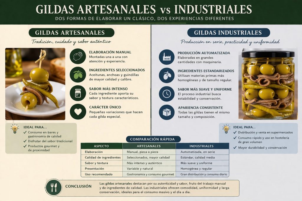 comparativa gildas artesanales vs industriales para hostelería profesional
